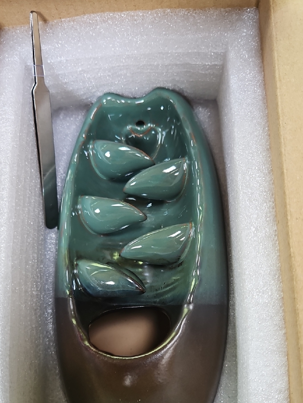 Green Ceramic Backflow Incense Burner With Incense (Big Bag)